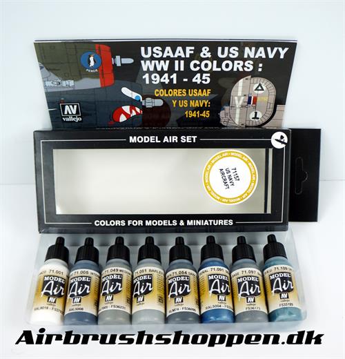 71.157 Vallejo WWII USN Aircraft Model Air Set 8 x 17 ml OLD...